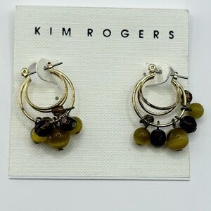 Kim Rogers Gold and Brown Hoop Earrings